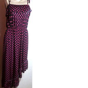 Black With Red Polka Dots Asymmetrical Hem Dress S